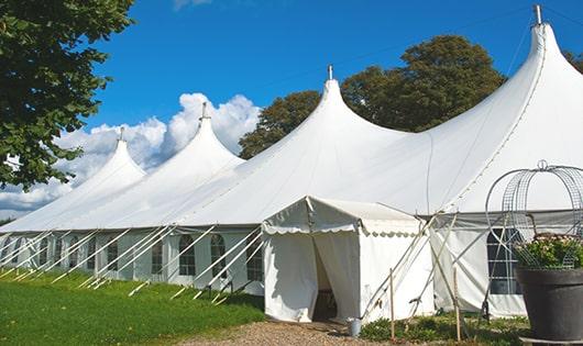 high-quality porta potties stationed at a wedding, meeting the needs of guests throughout the outdoor reception in Represa CA